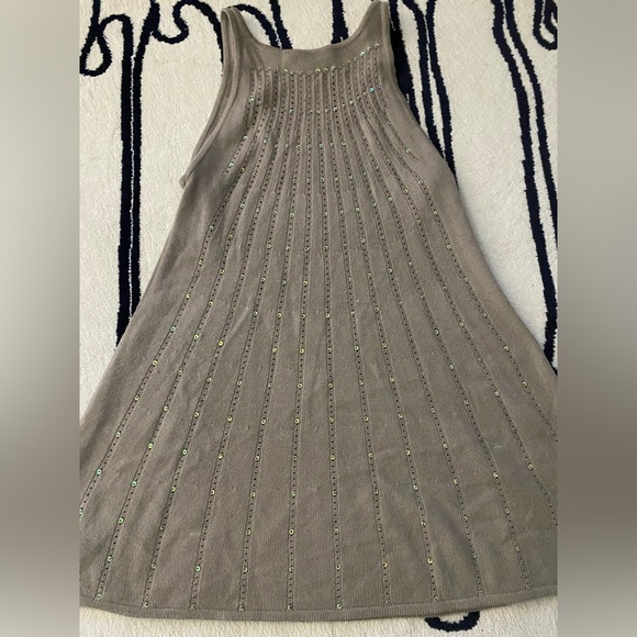 Alice and Olivia tan, wool and iridescent sequins rainbow dress Size L large EUC - Picture 3 of 6